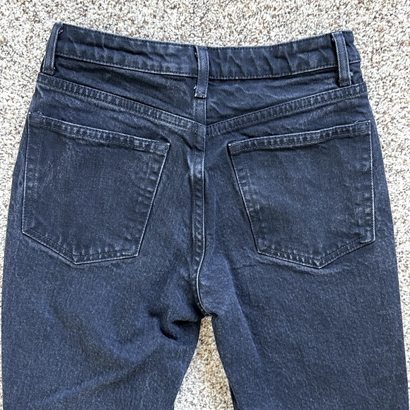 Topshop Black Straight Leg Jeans W 28 L 32 Raw Hem Zip & Button Closure - Picture 8 of 9